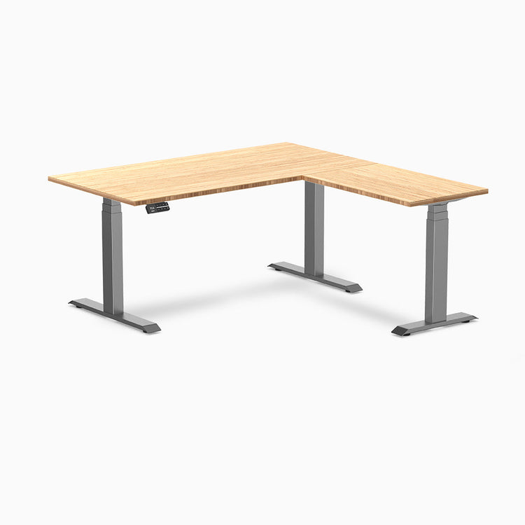 Desky Bamboo L-Shape Sit Stand Desk