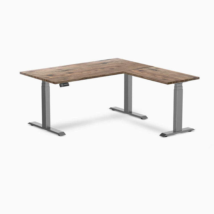 Bureau assis-debout d'angle en bois massif Desky