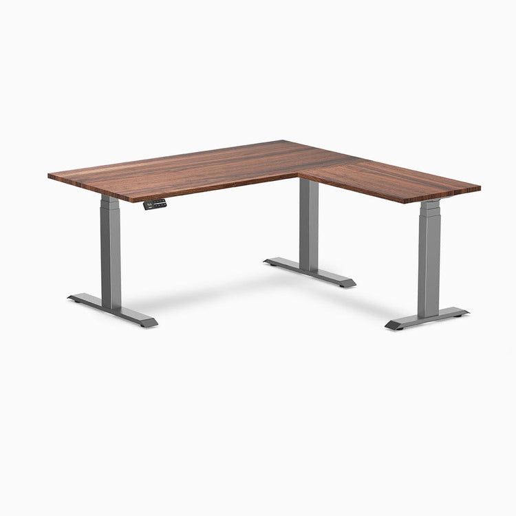 Bureau assis-debout d'angle en bois massif Desky