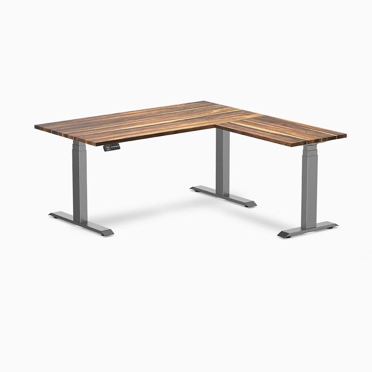 Bureau assis-debout d'angle en bois massif Desky