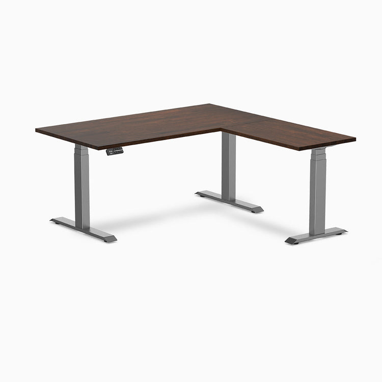 Bureau assis-debout d'angle en hévéa Desky