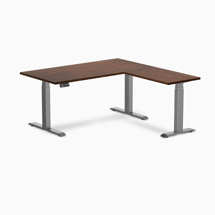 Bureau assis-debout d'angle en hévéa Desky