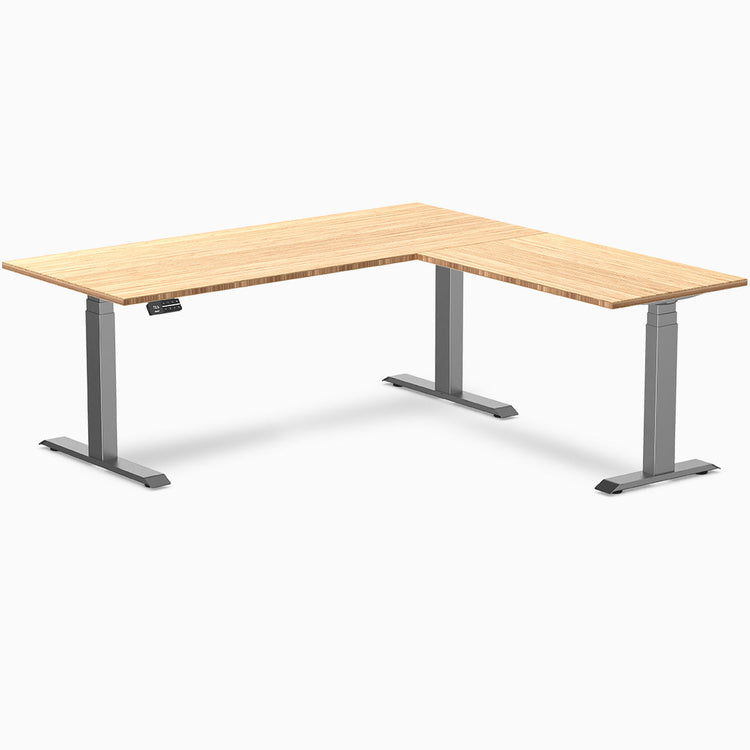 Desky Bamboo L-Shape Sit Stand Desk