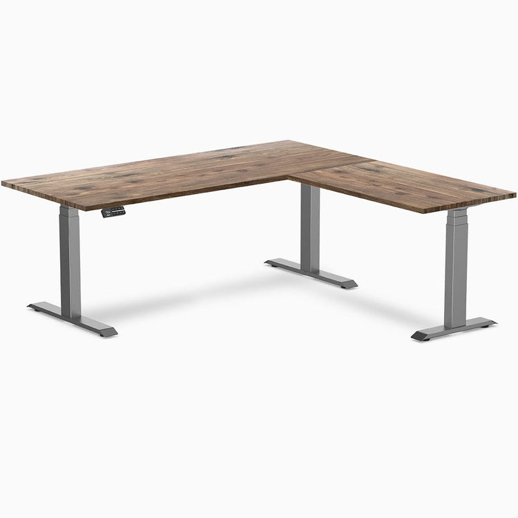 Bureau assis-debout d'angle en bois massif Desky