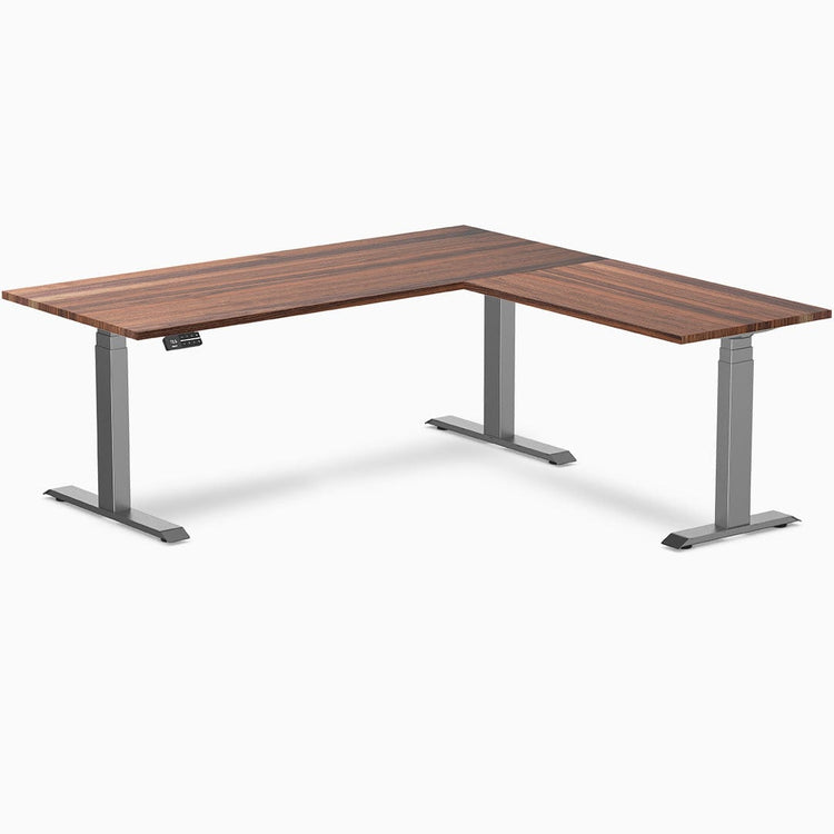 Bureau assis-debout d'angle en bois massif Desky