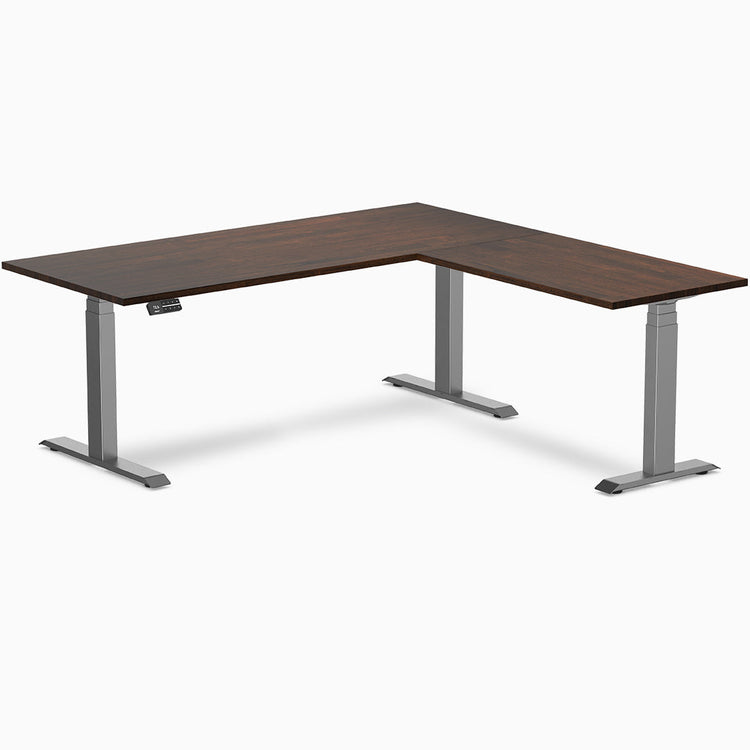 Bureau assis-debout d'angle en hévéa Desky