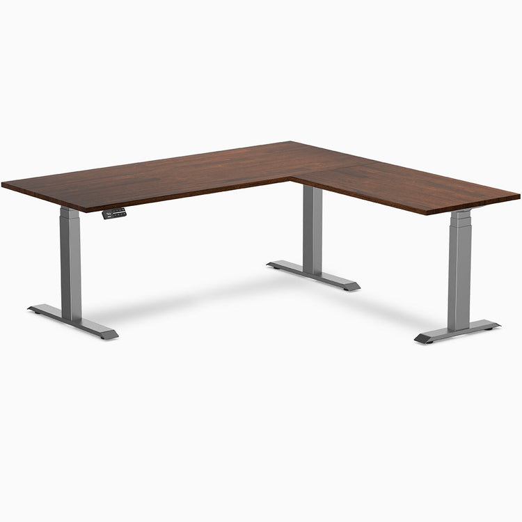 Bureau assis-debout d'angle en hévéa Desky