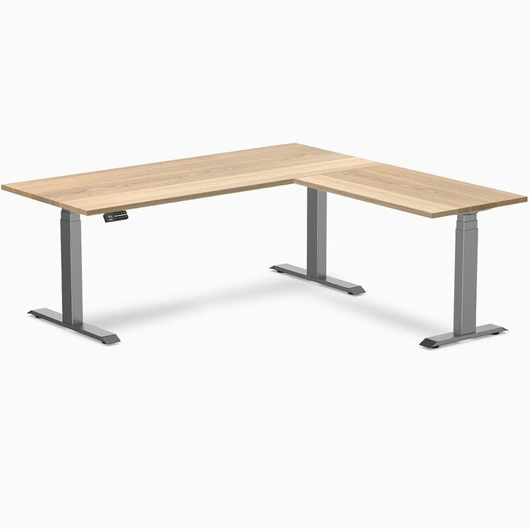 Bureau assis-debout d'angle en bois massif Desky