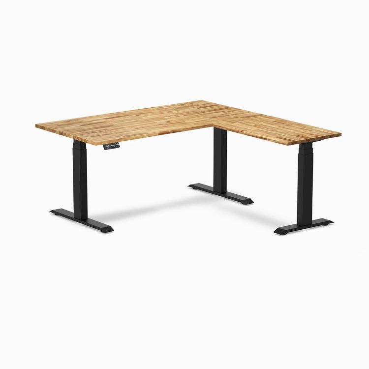 Bureau assis-debout d'angle en bois massif Desky