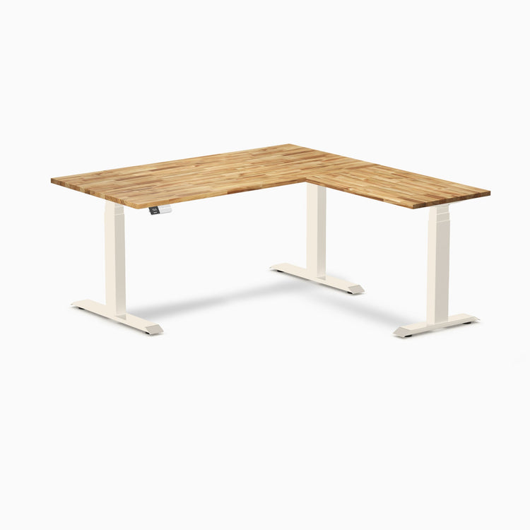 Bureau assis-debout d'angle en bois massif Desky