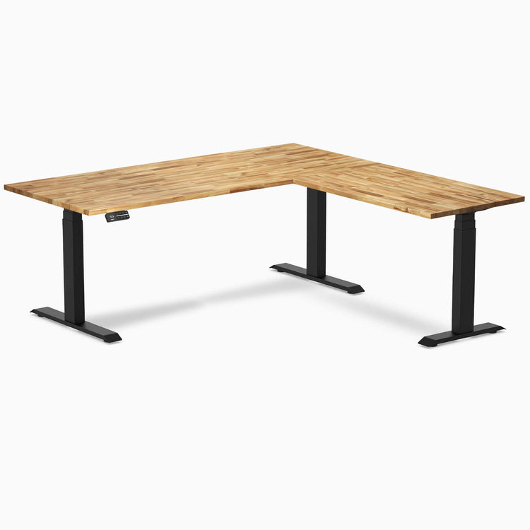 Bureau assis-debout d'angle en bois massif Desky