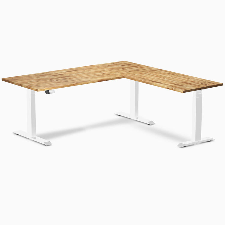 Bureau assis-debout d'angle en bois massif Desky