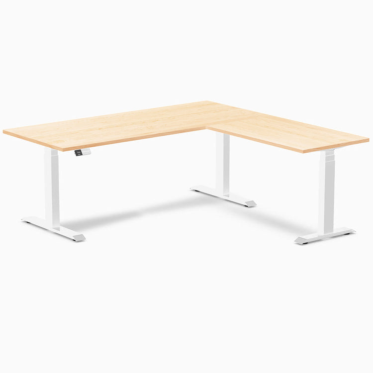 Bureau assis-debout d'angle en bois massif Desky