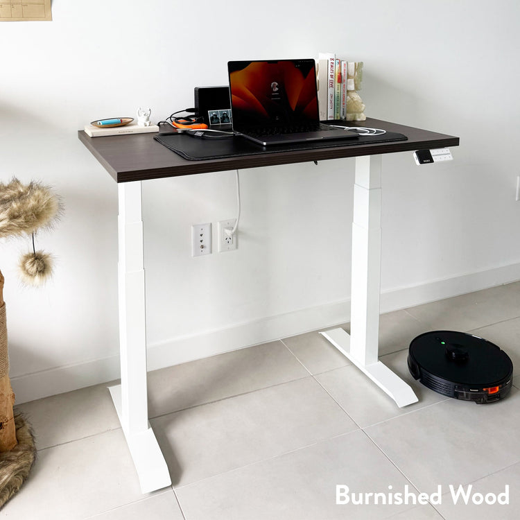 Bureau assis-debout Desky Dual Mini - Bureaux doubles - Desky - Blanc - 800x500mm - Noir mat - DeskyÂź