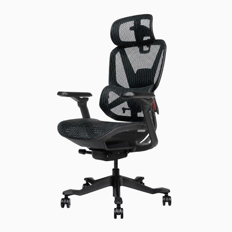 Chaise de bureau ergonomique Desky Contourra sans repose-pieds, en noir