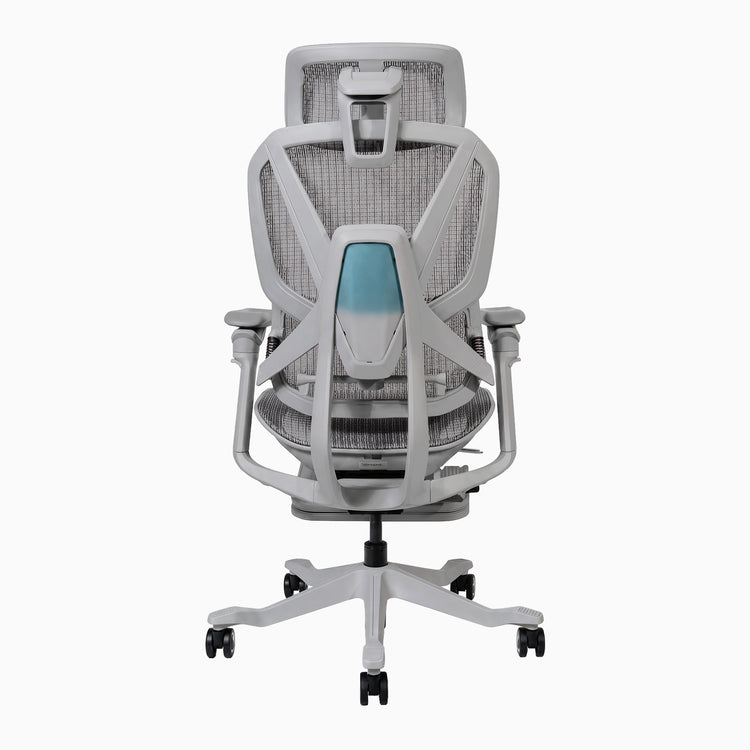 Chaise de bureau ergonomique Desky Contourra en blanc, vue de dos