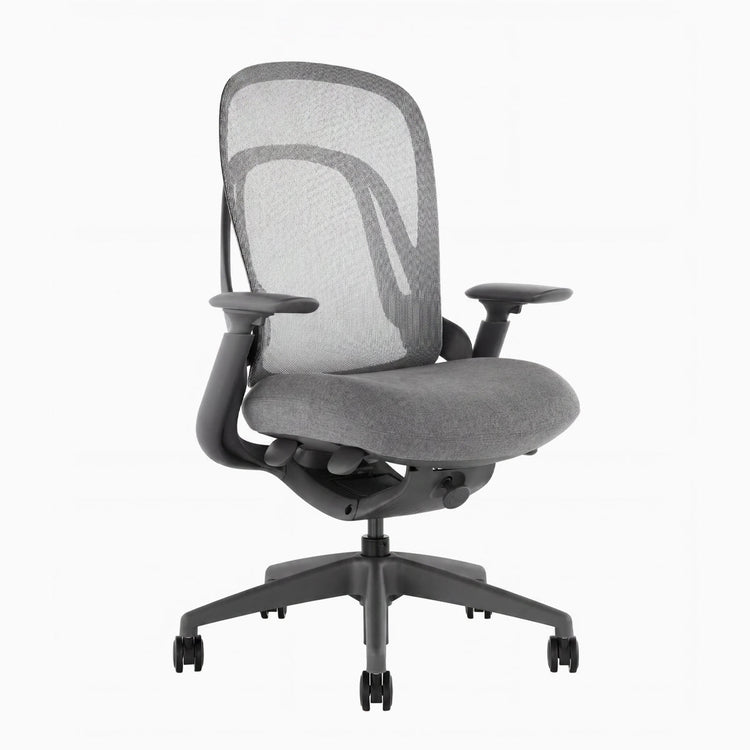 Desky Pivot Ergonomic Office Task Chair in Grey without headrest