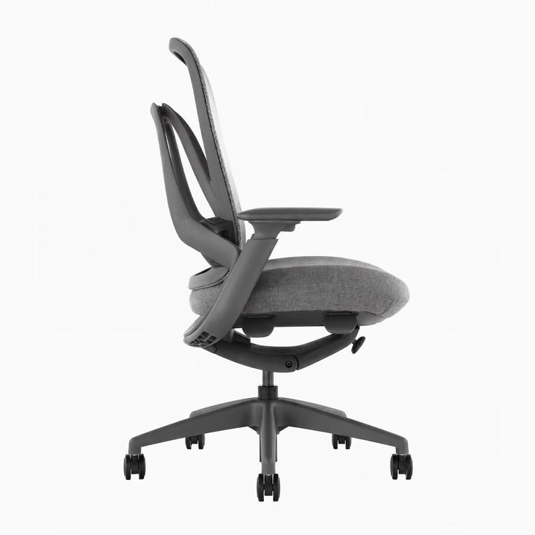Desky Pivot Ergonomic Office Task Chair in Grey without headrest, side