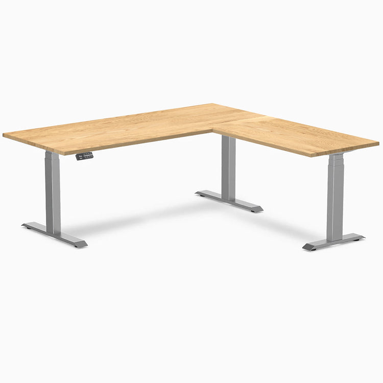 Bureau assis-debout d'angle en bois massif Desky