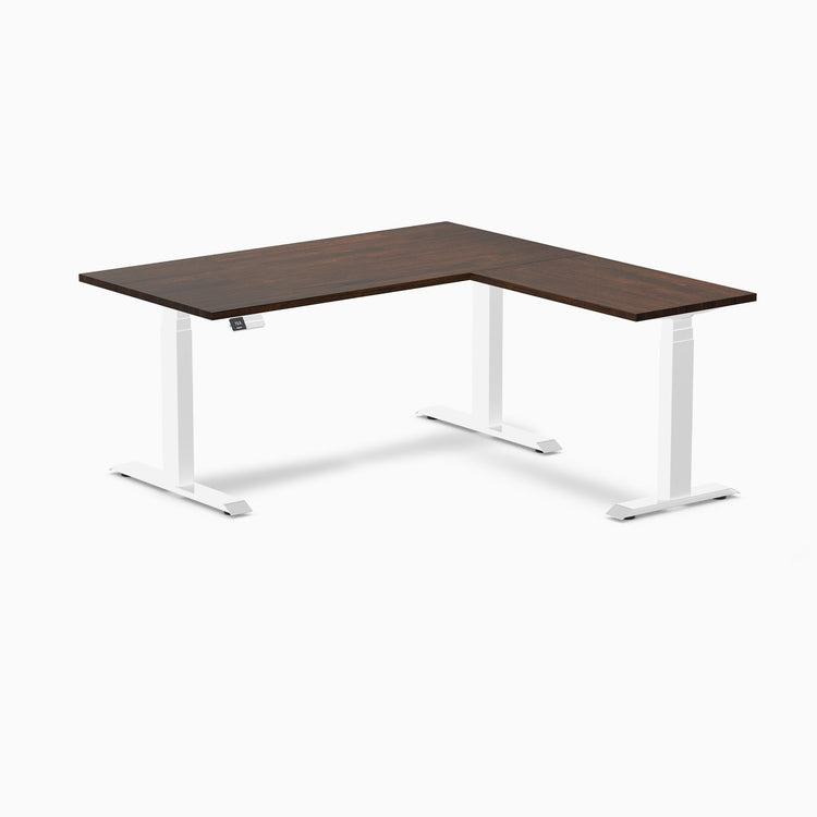 Bureau assis-debout d'angle en hévéa Desky