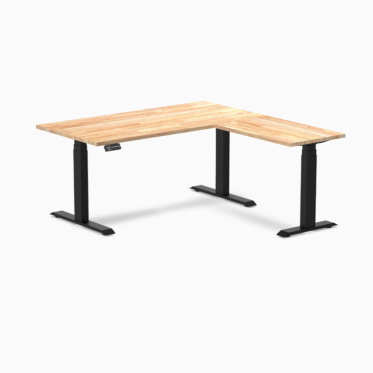 Bureau assis-debout d'angle en hévéa Desky