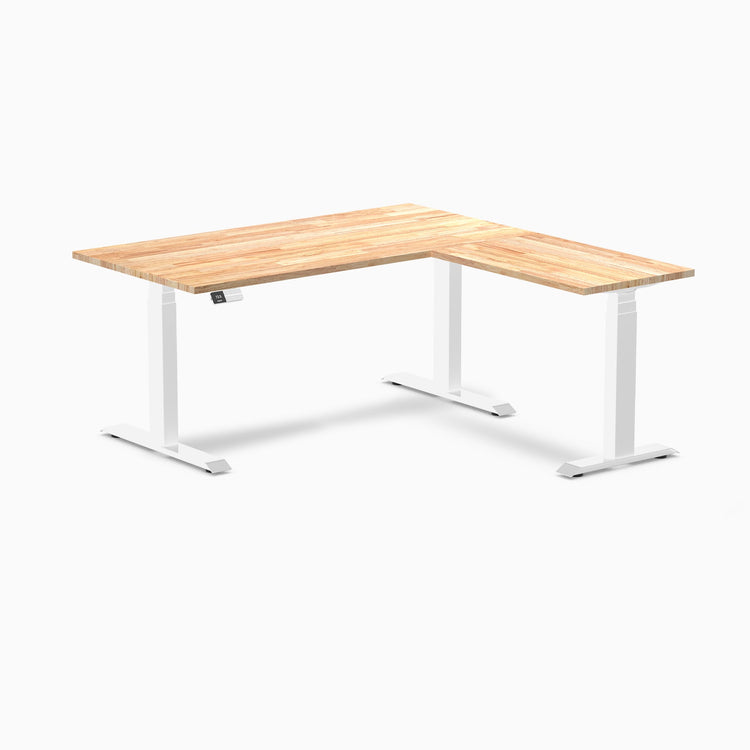 Bureau assis-debout d'angle en hévéa Desky