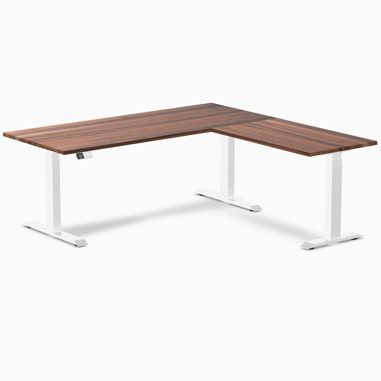 Bureau assis-debout d'angle en bois massif Desky