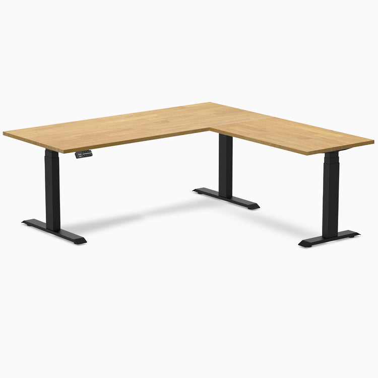 Bureau assis-debout d'angle en hévéa Desky