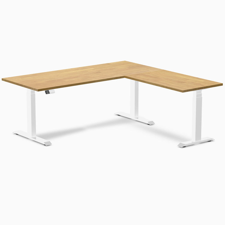 Bureau assis-debout d'angle en hévéa Desky