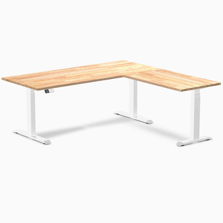 Bureau assis-debout d'angle en hévéa Desky