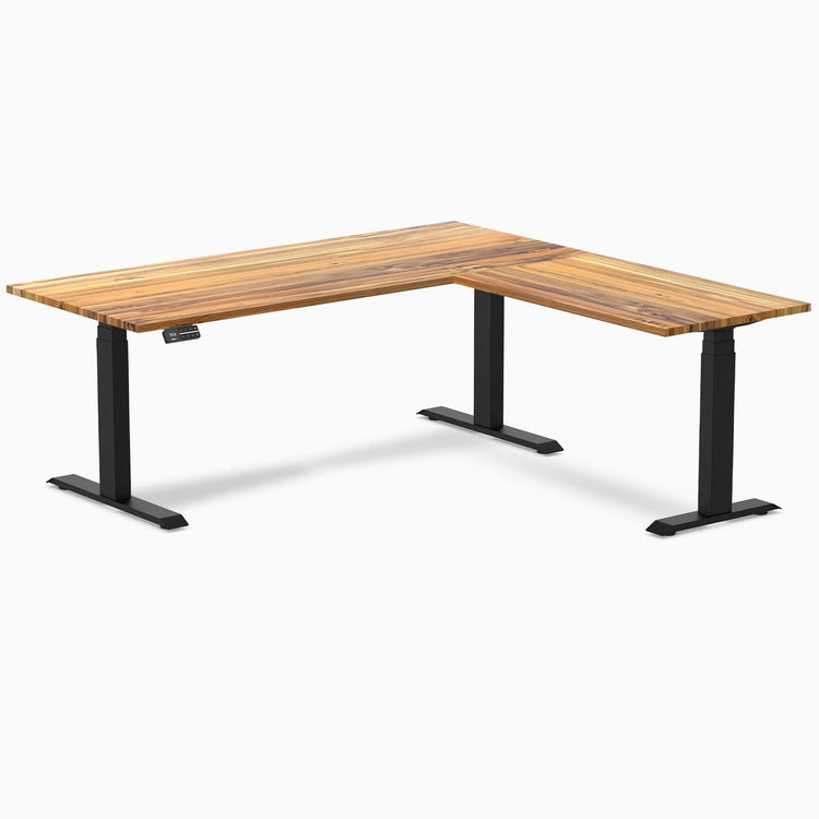Bureau assis-debout d'angle en bois massif Desky