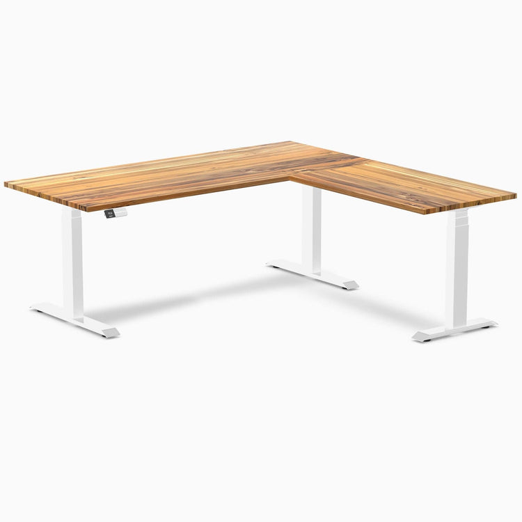 Bureau assis-debout d'angle en bois massif Desky