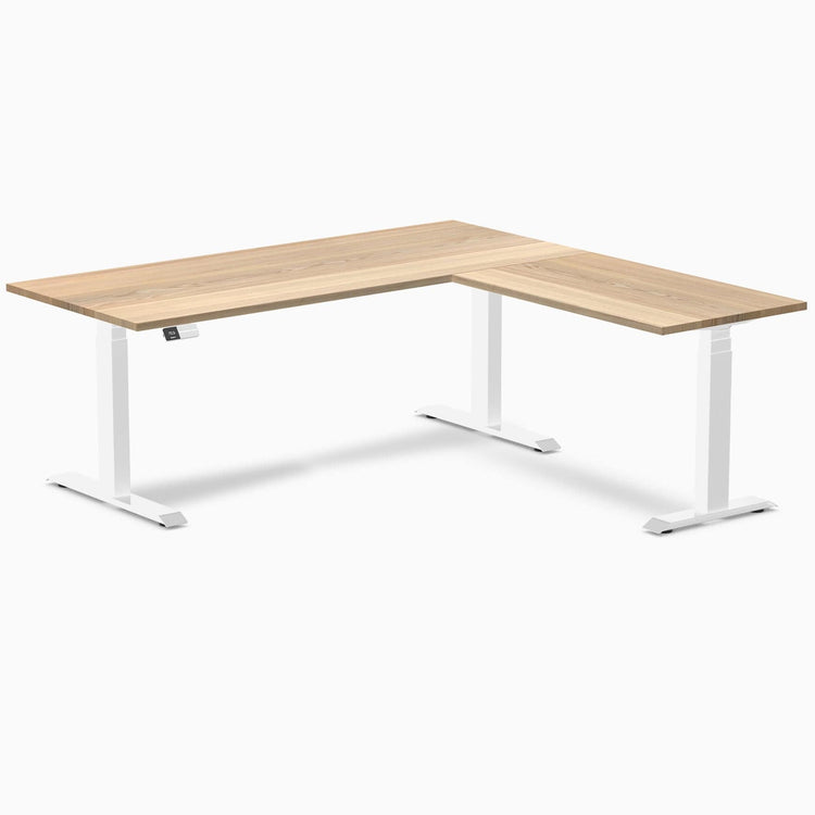 Bureau assis-debout d'angle en bois massif Desky