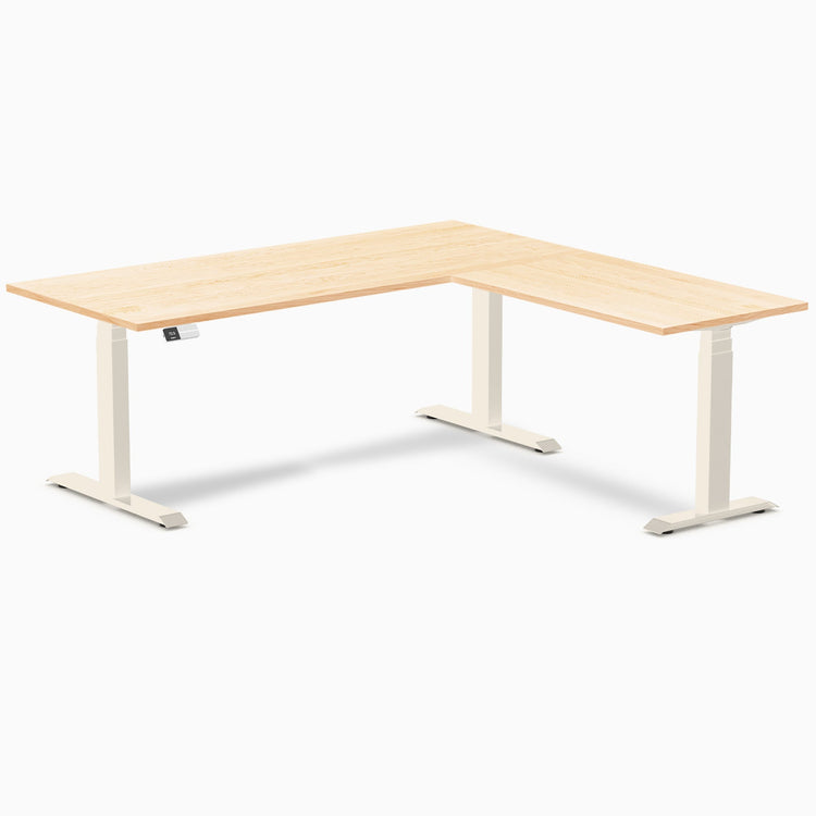 Bureau assis-debout d'angle en bois massif Desky