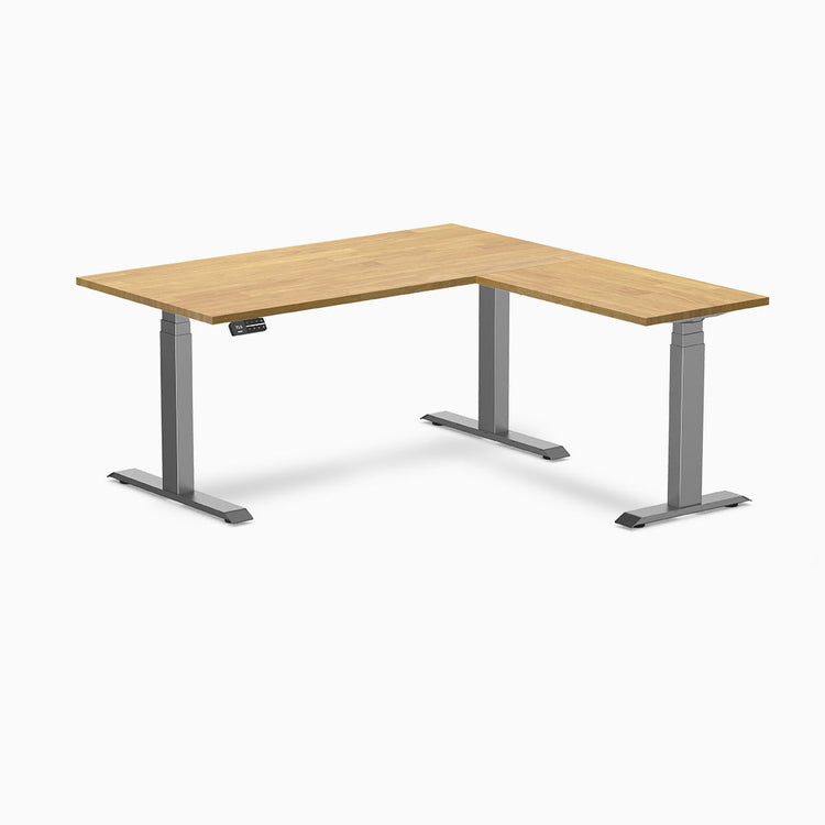 Bureau assis-debout d'angle en hévéa Desky