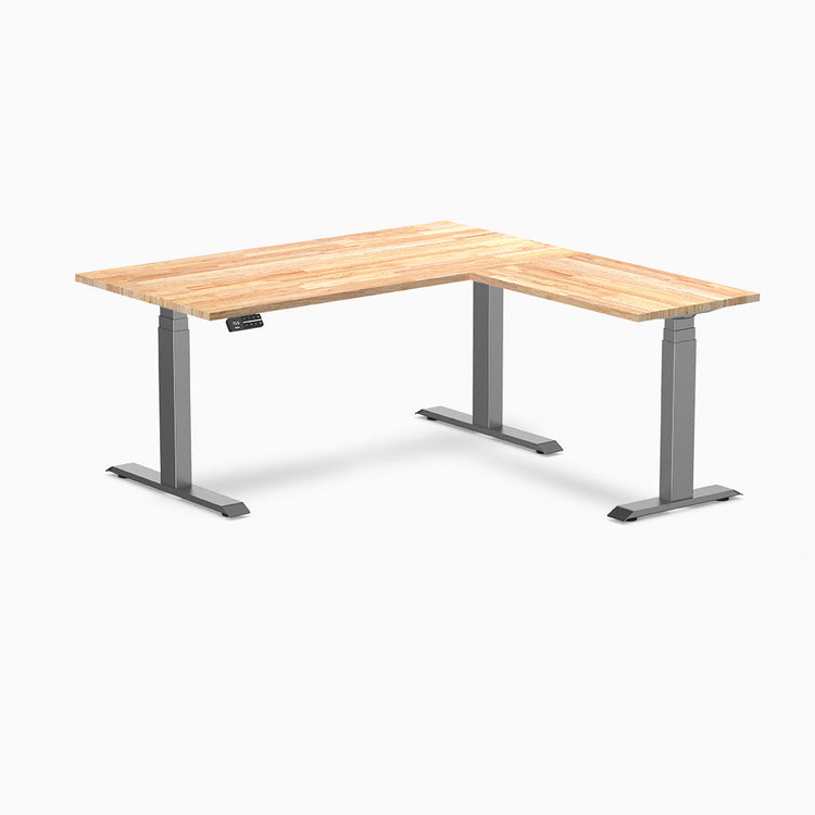 Bureau assis-debout d'angle en hévéa Desky