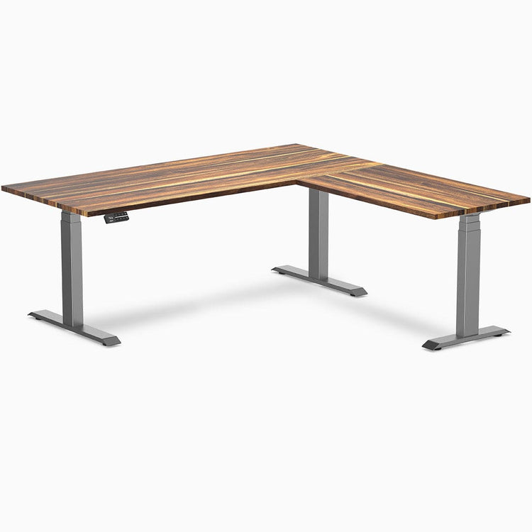 Bureau assis-debout d'angle en bois massif Desky