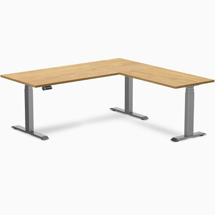 Bureau assis-debout d'angle en hévéa Desky