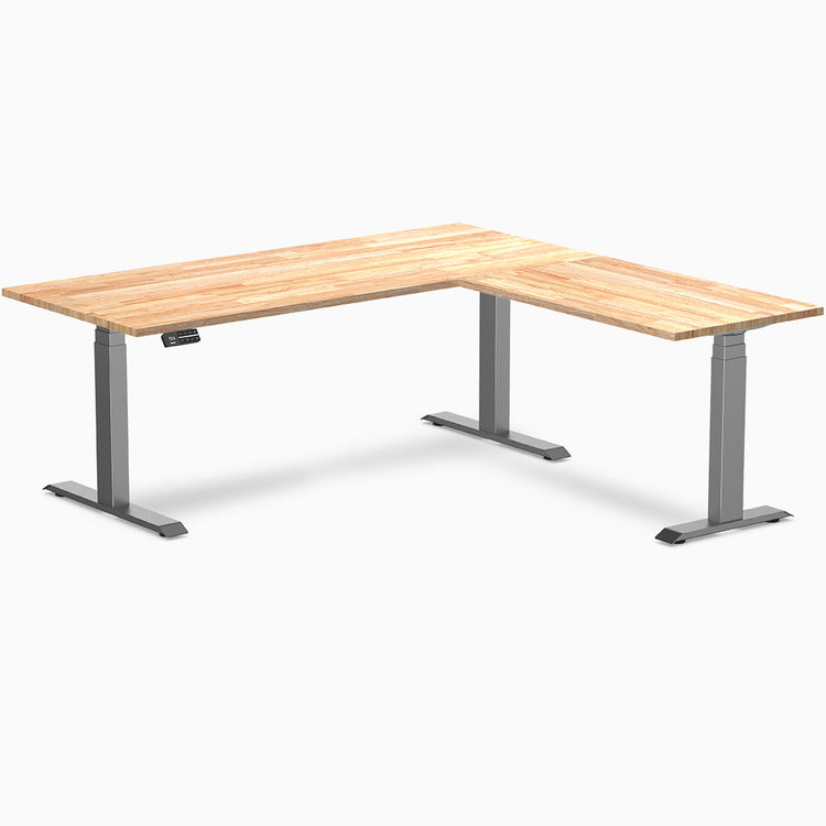 Bureau assis-debout d'angle en hévéa Desky