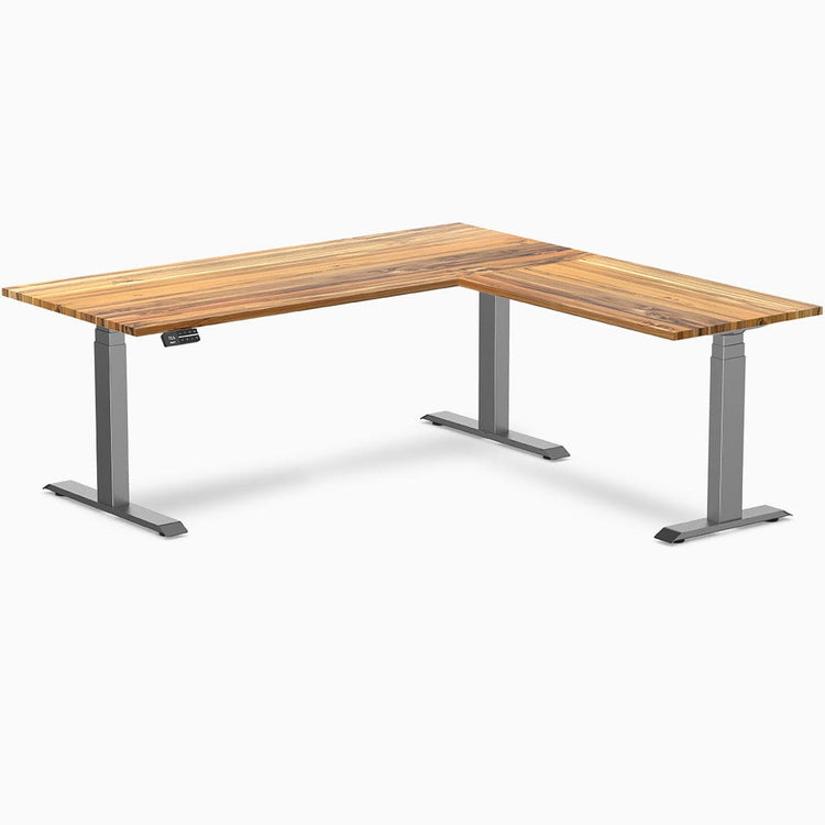 Bureau assis-debout d'angle en bois massif Desky