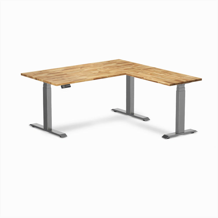 Bureau assis-debout d'angle en bois massif Desky