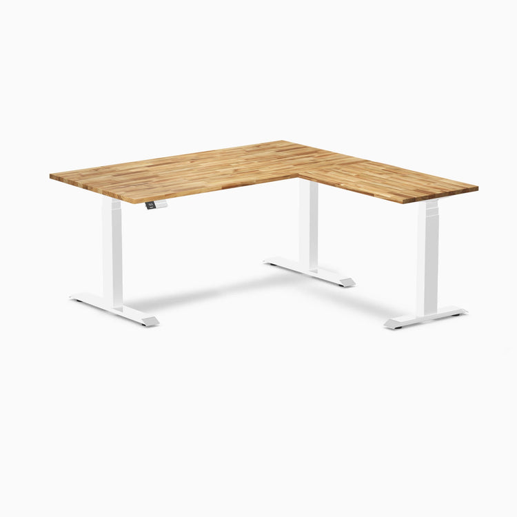 Bureau assis-debout d'angle en bois massif Desky