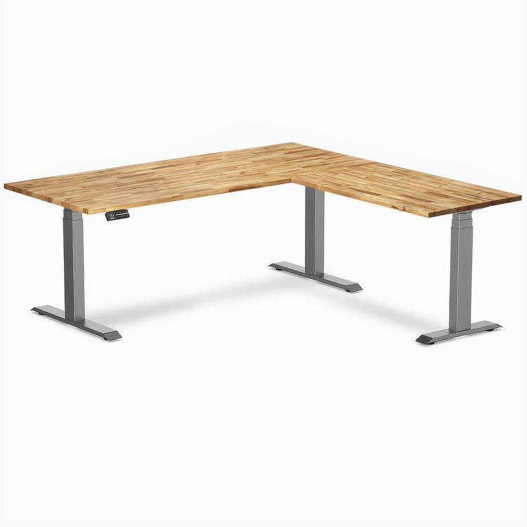 Bureau assis-debout d'angle en bois massif Desky