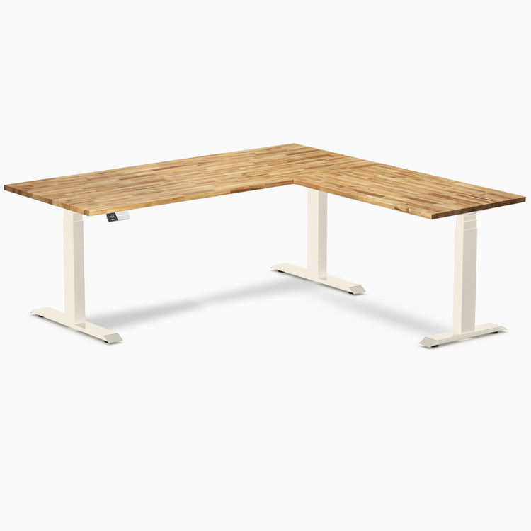 Bureau assis-debout d'angle en bois massif Desky