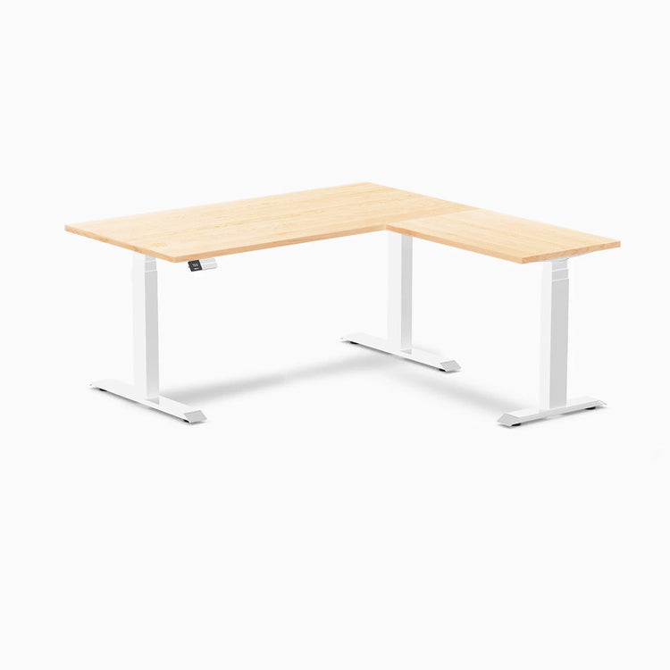 Bureau assis-debout d'angle en bois massif Desky