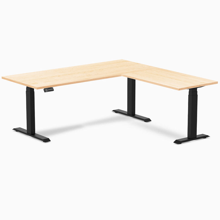 Bureau assis-debout d'angle en bois massif Desky