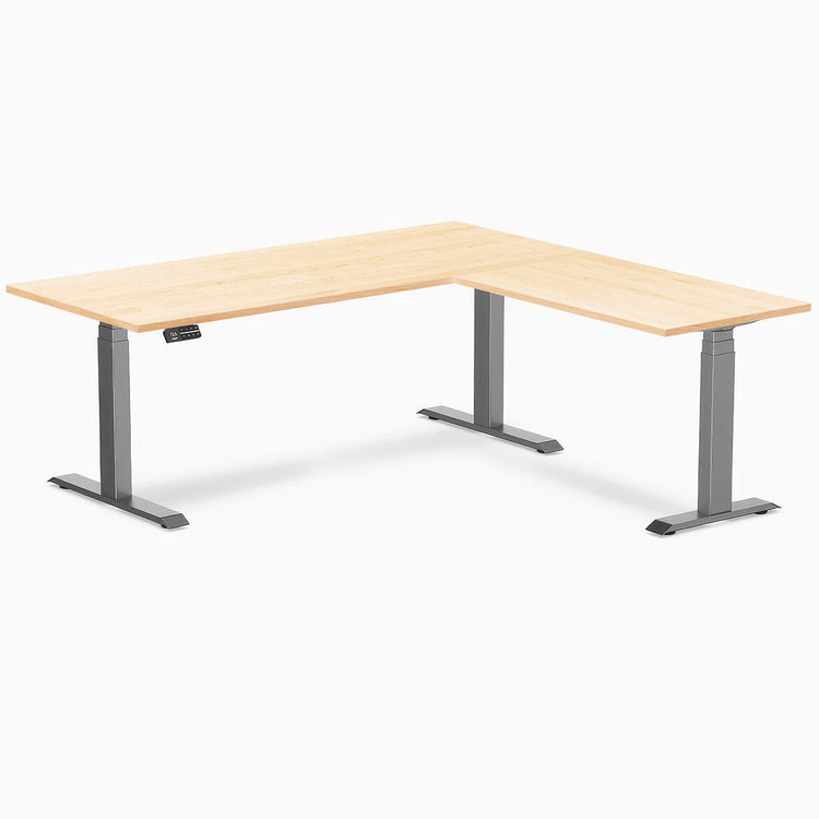 Bureau assis-debout d'angle en bois massif Desky