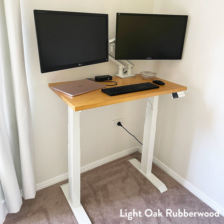Bureau assis-debout Desky Dual Mini en hévéa