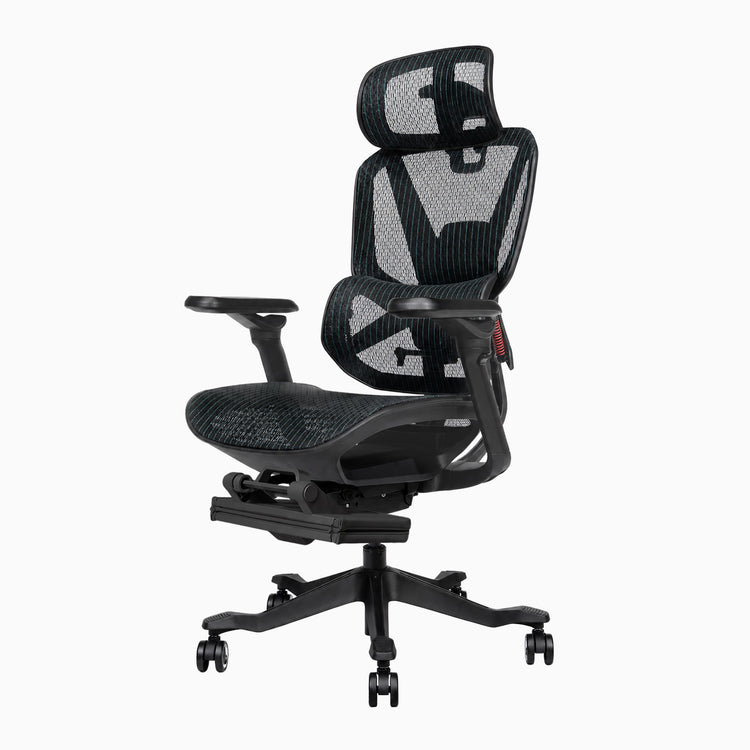 Chaise de bureau ergonomique Desky Contourra avec repose-pieds, en noir