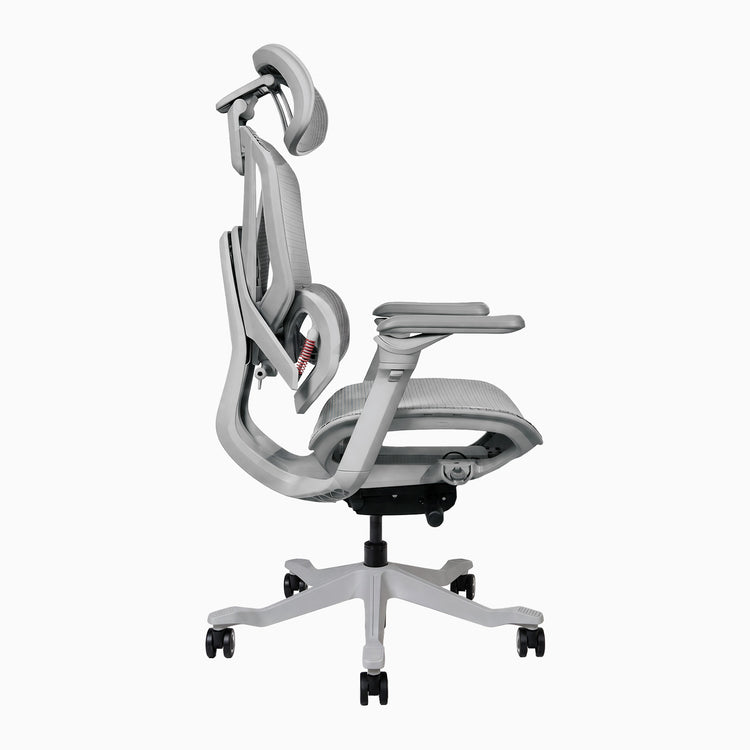 Chaise de bureau ergonomique Desky Contourra en blanc, vue de côté